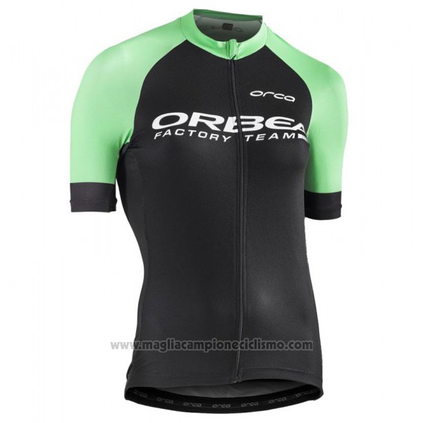 2017 Abbigliamento Ciclismo Donne Orbea Nero e Verde Manica Corta e Salopette