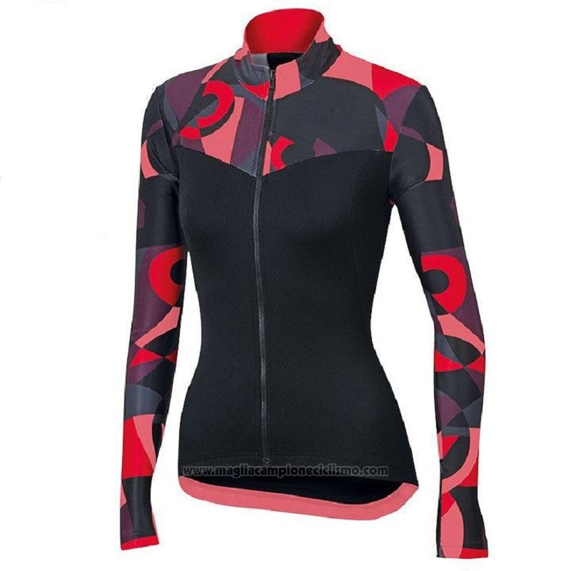 2018 Abbigliamento Ciclismo Donne Orbea Rosso e Nero Manica Lunga e Salopette