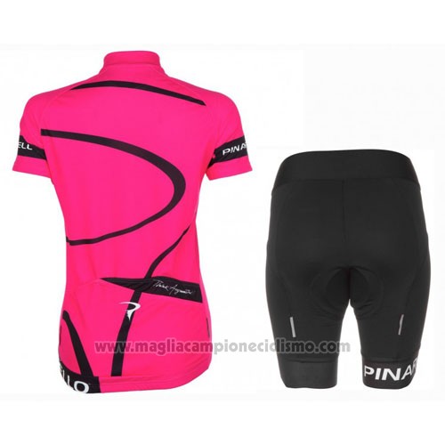 2016 Abbigliamento Ciclismo Donne Pinarello Nero e Fuxia Manica Corta e Salopette