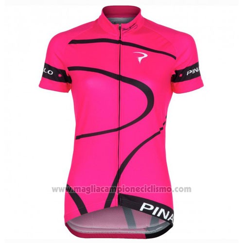 2016 Abbigliamento Ciclismo Donne Pinarello Nero e Fuxia Manica Corta e Salopette