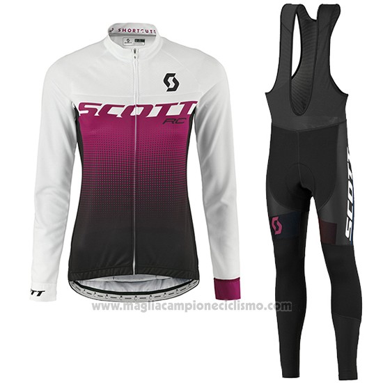 2016 Abbigliamento Ciclismo Donne Scott Rosso e Bianco Manica Lunga e Salopette