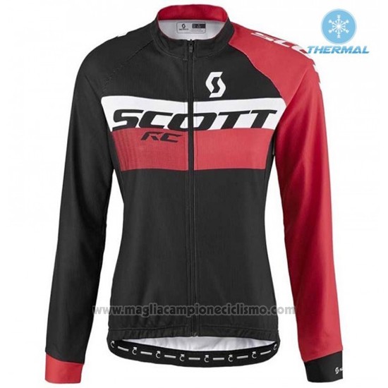 2016 Abbigliamento Ciclismo Donne Scott Rosso e Nero Manica Lunga e Salopette