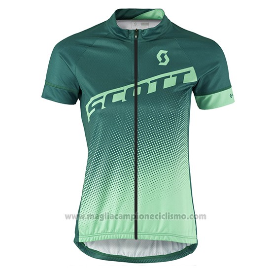2016 Abbigliamento Ciclismo Donne Scott Verde e Bianco Manica Corta e Salopette