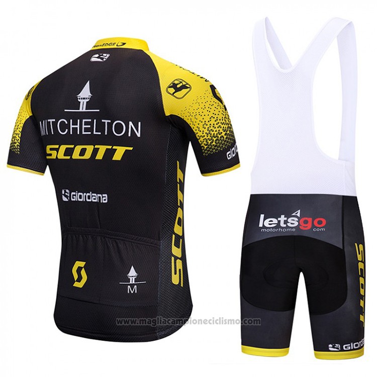 2018 Abbigliamento Ciclismo Scott Giallo e Nero Manica Corta e Salopette
