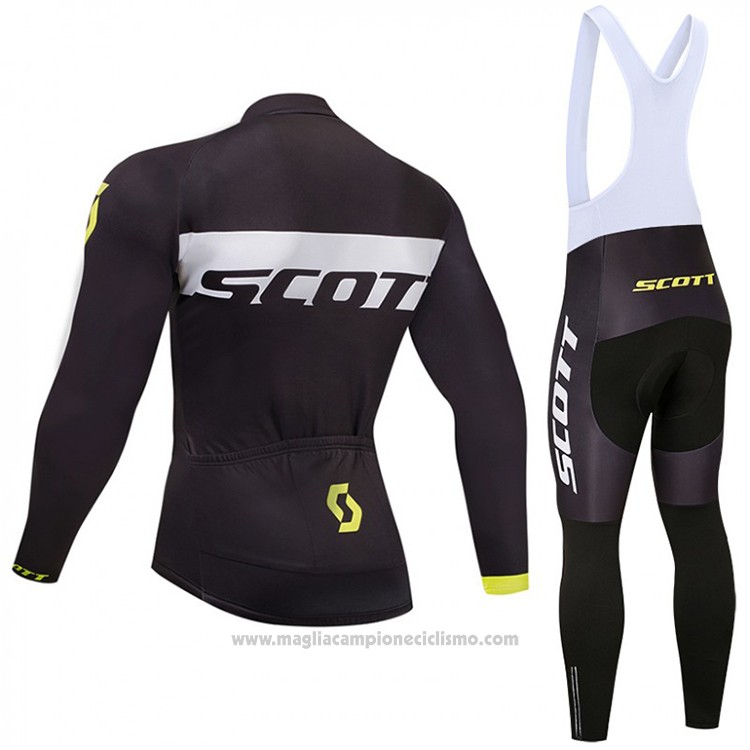 2018 Abbigliamento Ciclismo Scott Nero e Bianco Manica Lunga e Salopette