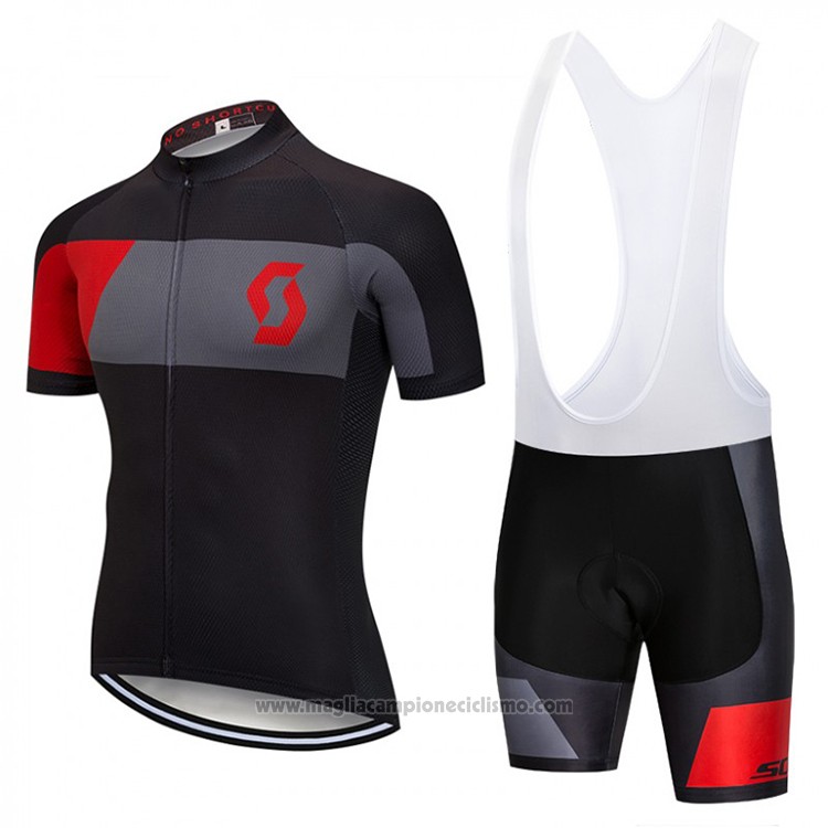 2018 Abbigliamento Ciclismo Scott Nero e Rosso Manica Corta e Salopette