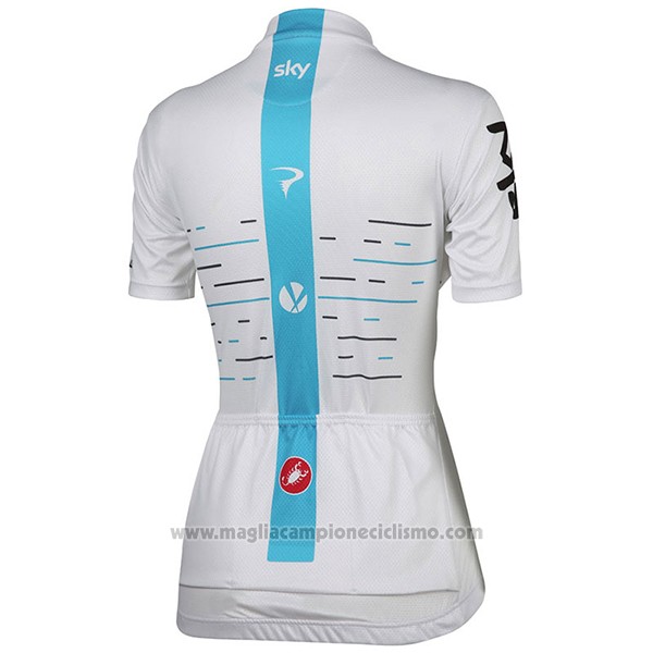 2017 Abbigliamento Ciclismo Donne Sky Bianco Manica Corta e Salopette