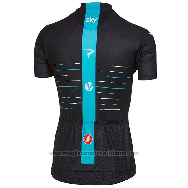 2017 Abbigliamento Ciclismo Donne Sky Nero Manica Corta e Salopette