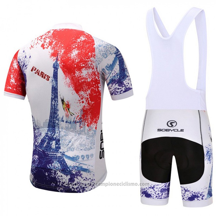 2018 Abbigliamento Ciclismo Sobycle Bianco Arancione Blu Manica Corta e Salopette