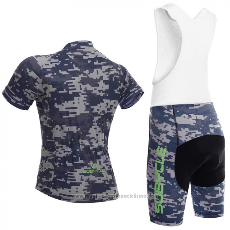 2018 Abbigliamento Ciclismo Sobycle Grigio Spento Verde Manica Corta e Salopette
