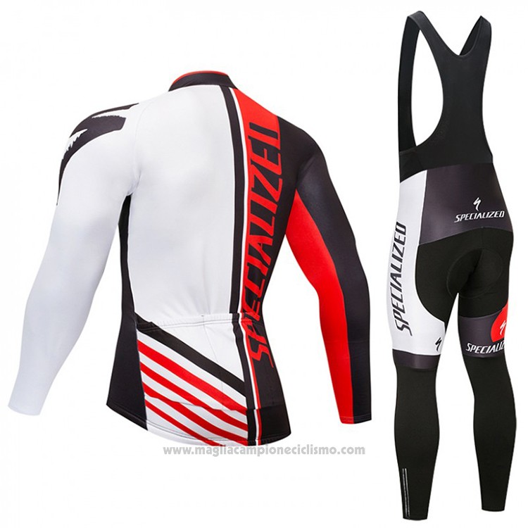 2018 Abbigliamento Ciclismo Specialized Nero Rosso Bianco Manica Lunga e Salopette