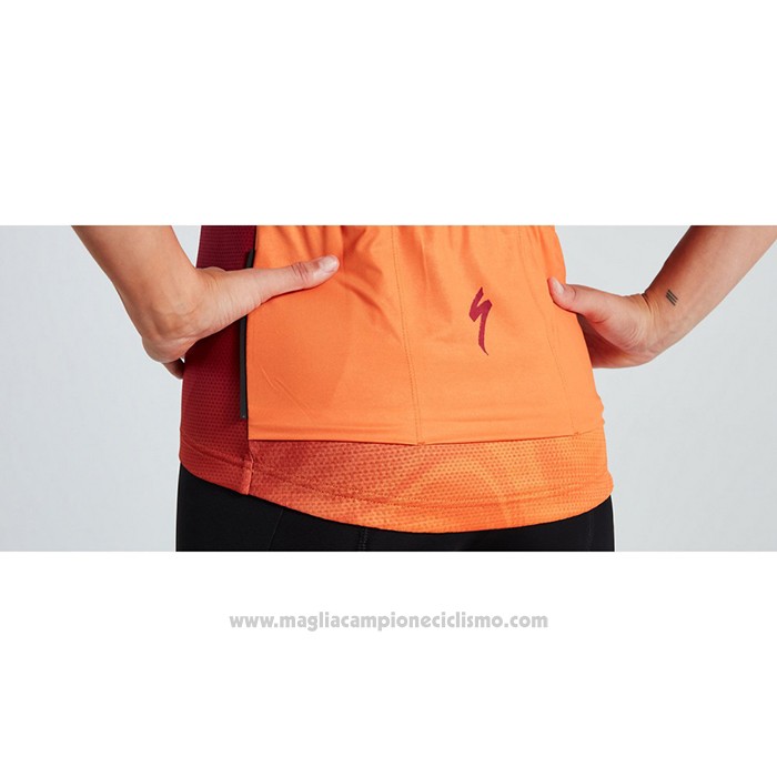 2021 Abbigliamento Ciclismo Donne Specialized Rosso Arancione Manica Corta e Salopette