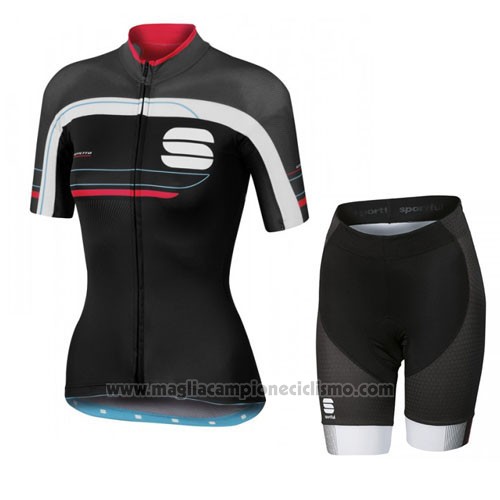 2016 Abbigliamento Ciclismo Sportful Rosso e Nero Manica Corta e Salopette