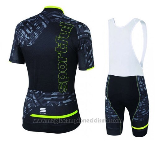 2016 Abbigliamento Ciclismo Sportful Verde e Nero Manica Corta e Salopette