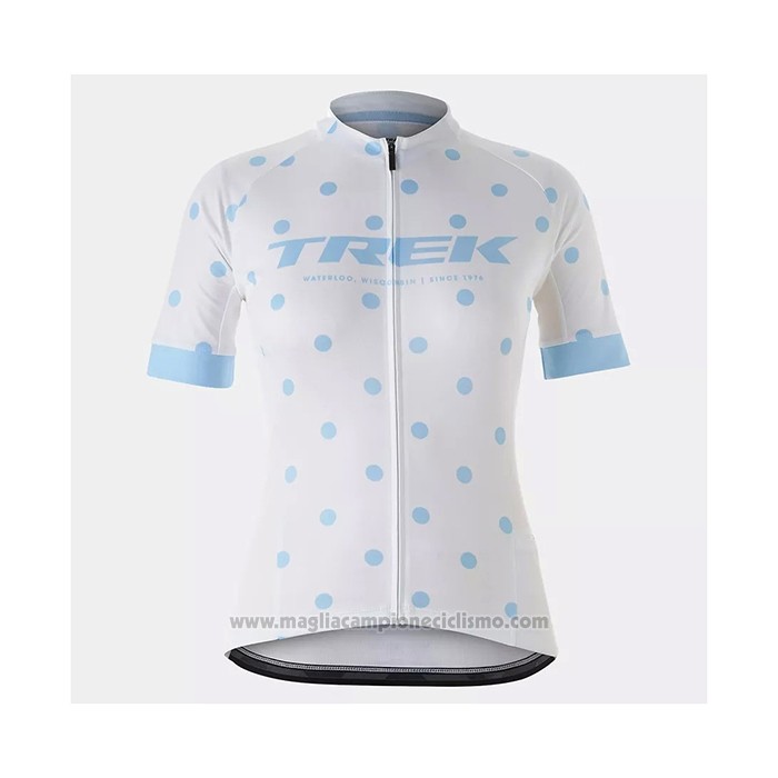 2021 Abbigliamento Ciclismo Donne Trek Bianco Azzurro Manica Corta e Salopette