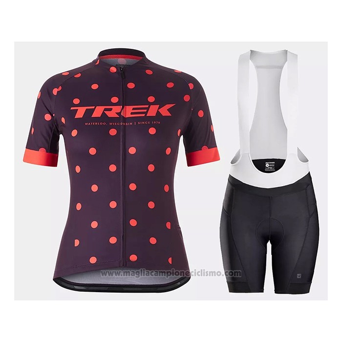 2021 Abbigliamento Ciclismo Donne Trek Viola Arancione Manica Corta e Salopette