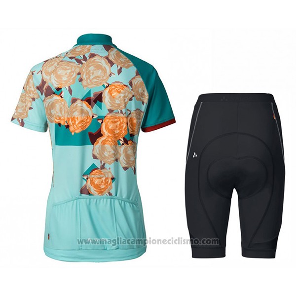2017 Abbigliamento Ciclismo Donne Vaude Azzurro Manica Corta e Salopette