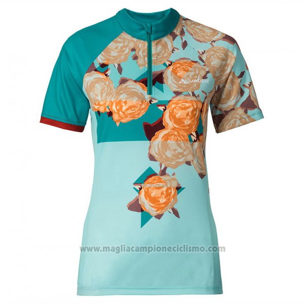 2017 Abbigliamento Ciclismo Donne Vaude Azzurro Manica Corta e Salopette