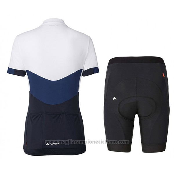 2017 Abbigliamento Ciclismo Donne Vaude Bianco e Blu Manica Corta e Salopette