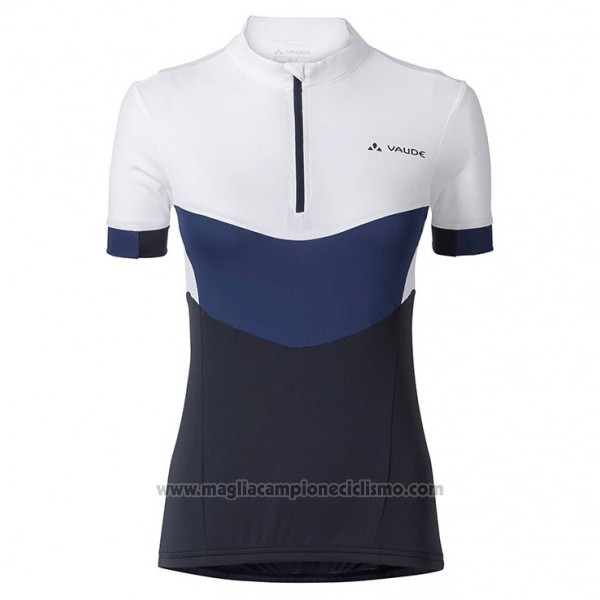 2017 Abbigliamento Ciclismo Donne Vaude Bianco e Blu Manica Corta e Salopette