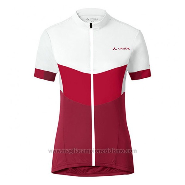 2017 Abbigliamento Ciclismo Donne Vaude Bianco e Rosso Manica Corta e Salopette