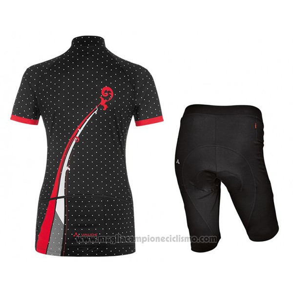 2017 Abbigliamento Ciclismo Donne Vaude Nero e Rosso Manica Corta e Salopette