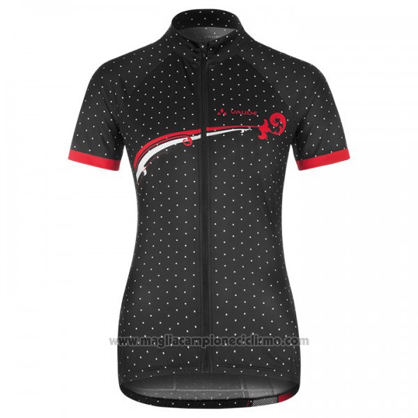 2017 Abbigliamento Ciclismo Donne Vaude Nero e Rosso Manica Corta e Salopette