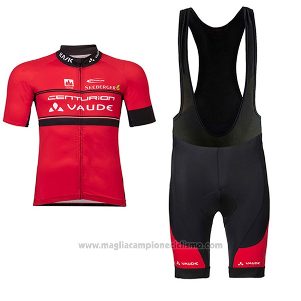 2017 Abbigliamento Ciclismo Donne Vaude Rosso Manica Corta e Salopette