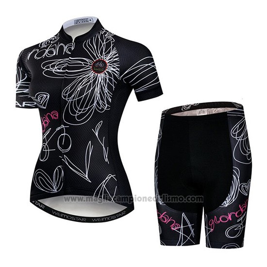 2019 Abbigliamento Ciclismo Donne Weimostar Nero Bianco Rosa Manica Corta e Salopette