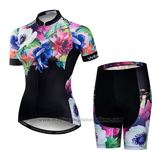 2019 Abbigliamento Ciclismo Donne Weimostar Nero Verde Rosa Manica Corta e Salopette