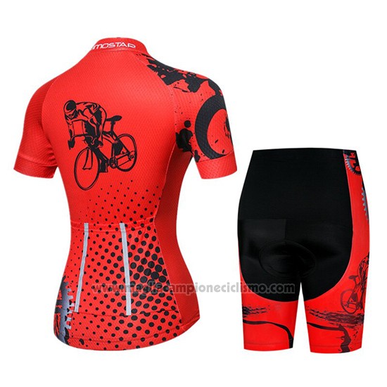 2019 Abbigliamento Ciclismo Donne Weimostar Rosso Manica Corta e Salopette