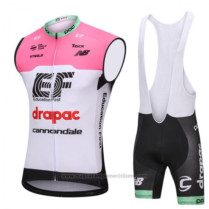 2018 Gilet Antivento Cannondale Drapac Bianco e Rosa