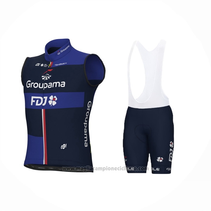 2024 Gilet Antivento Groupama-FDJ Bianco Blu e Salopette