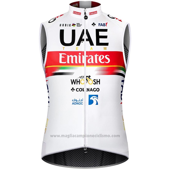 2021 Gilet Antivento UAE Bianco Rosso Manica Corta e Salopette