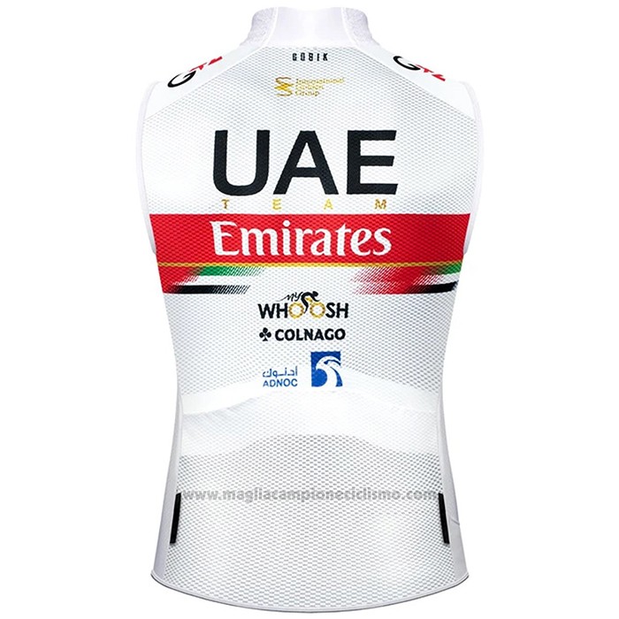 2021 Gilet Antivento UAE Bianco Rosso Manica Corta e Salopette