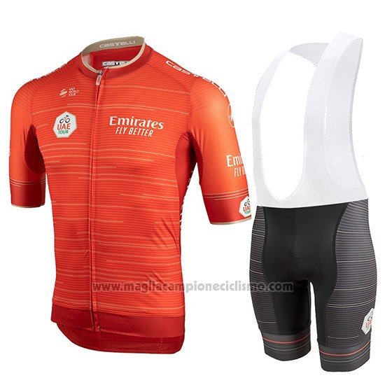 2019 Abbigliamento Ciclismo Castelli UAE Tour Arancione Manica Corta e  Salopette