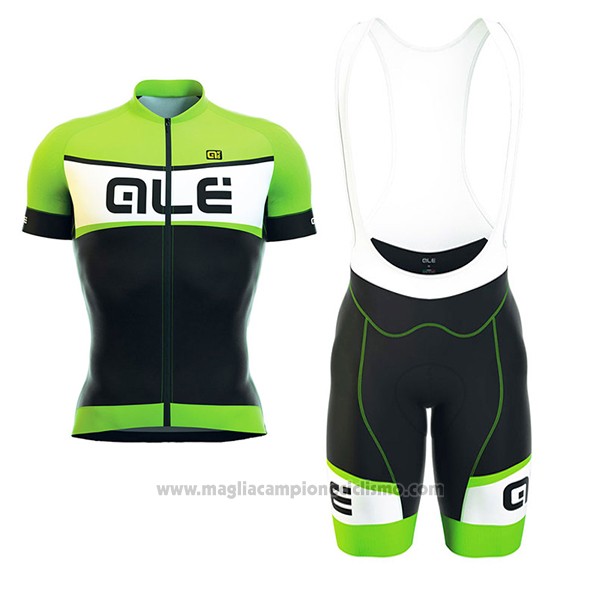 2017 Abbigliamento Ciclismo ALE Formula 1.0 Sprinter Verde e Nero Manica Corta e Salopette