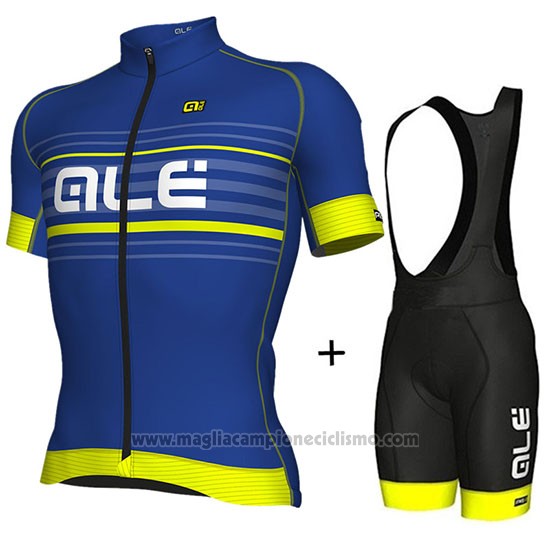 2018 Abbigliamento Ciclismo ALE Blu e Giallo Manica Corta e Salopette