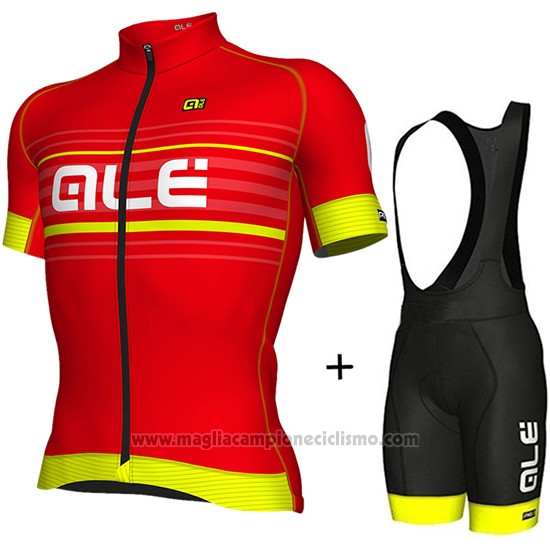 2018 Abbigliamento Ciclismo ALE Rosso e Giallo Manica Corta e Salopette