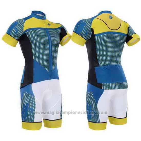 2015 Abbigliamento Ciclismo Hincapie Blu e Giallo Manica Corta e Salopette