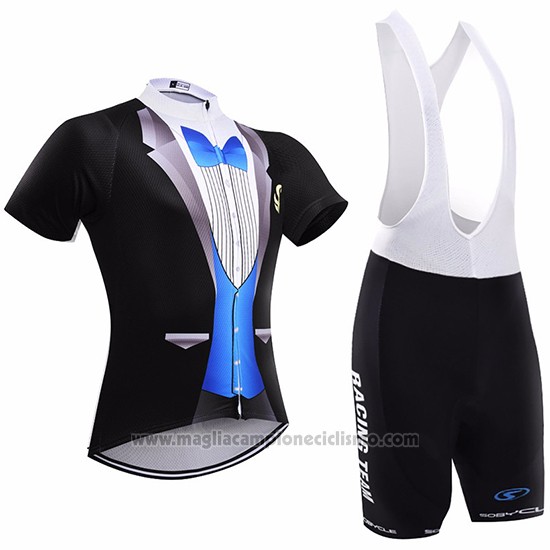 2017 Abbigliamento Ciclismo Sobycle Nero e Blu Manica Corta e Salopette