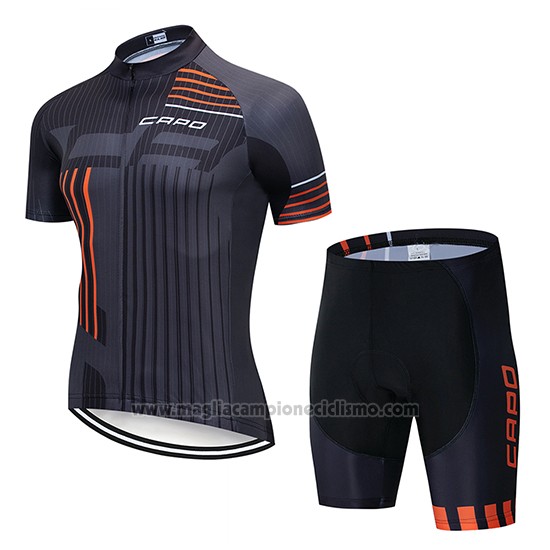 2018 Abbigliamento Ciclismo Capo Nero Grigio Arancione Manica Corta e Salopette