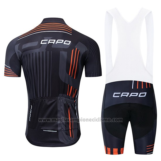 2018 Abbigliamento Ciclismo Capo Nero Grigio Arancione Manica Corta e Salopette