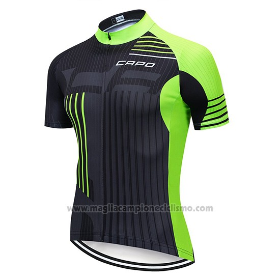 2018 Abbigliamento Ciclismo Capo Nero Verde Manica Corta e Salopette