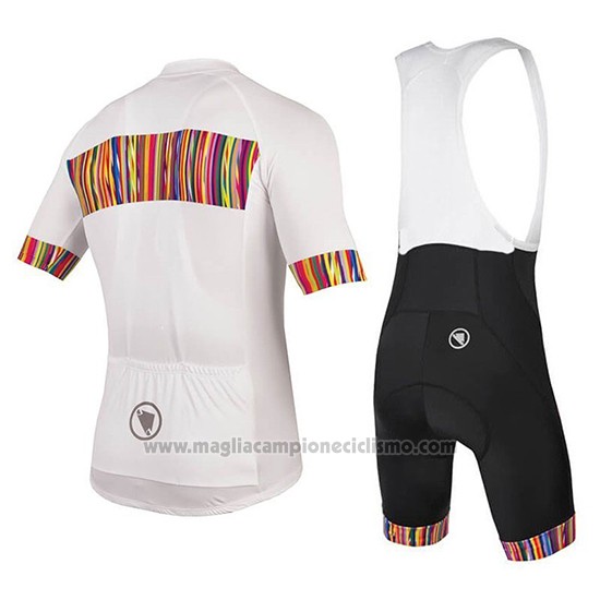 2018 Abbigliamento Ciclismo Endura Graphics Pinstripe Bianco Manica Corta e Salopette