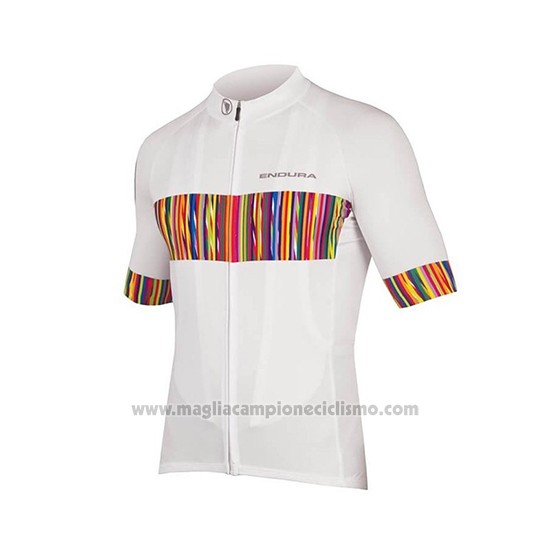 2018 Abbigliamento Ciclismo Endura Graphics Pinstripe Bianco Manica Corta e Salopette