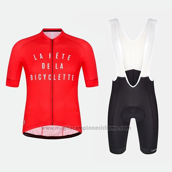 2018 Abbigliamento Ciclismo La Fete De La Bicyclette Rosso Manica Corta e Salopette