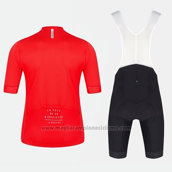 2018 Abbigliamento Ciclismo La Fete De La Bicyclette Rosso Manica Corta e Salopette