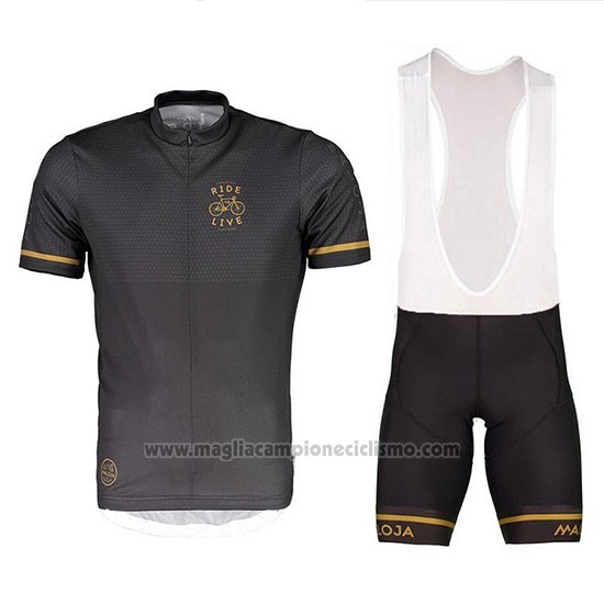 2018 Abbigliamento Ciclismo Maloja PushbikersM Nero Giallo Manica Corta e Salopette