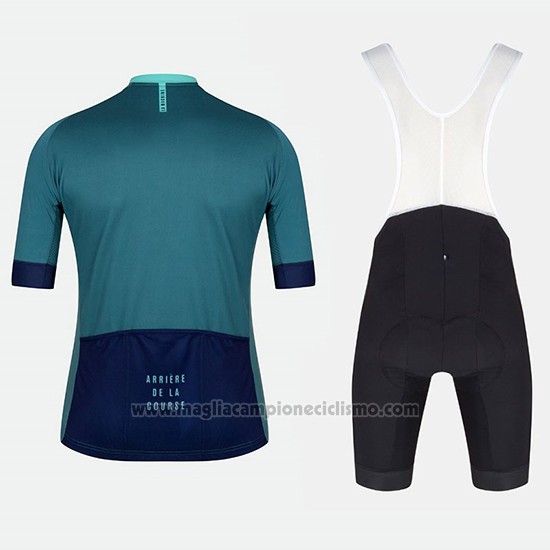 2018 Abbigliamento Ciclismo Tete de La Course Verde Blu Manica Corta e Salopette